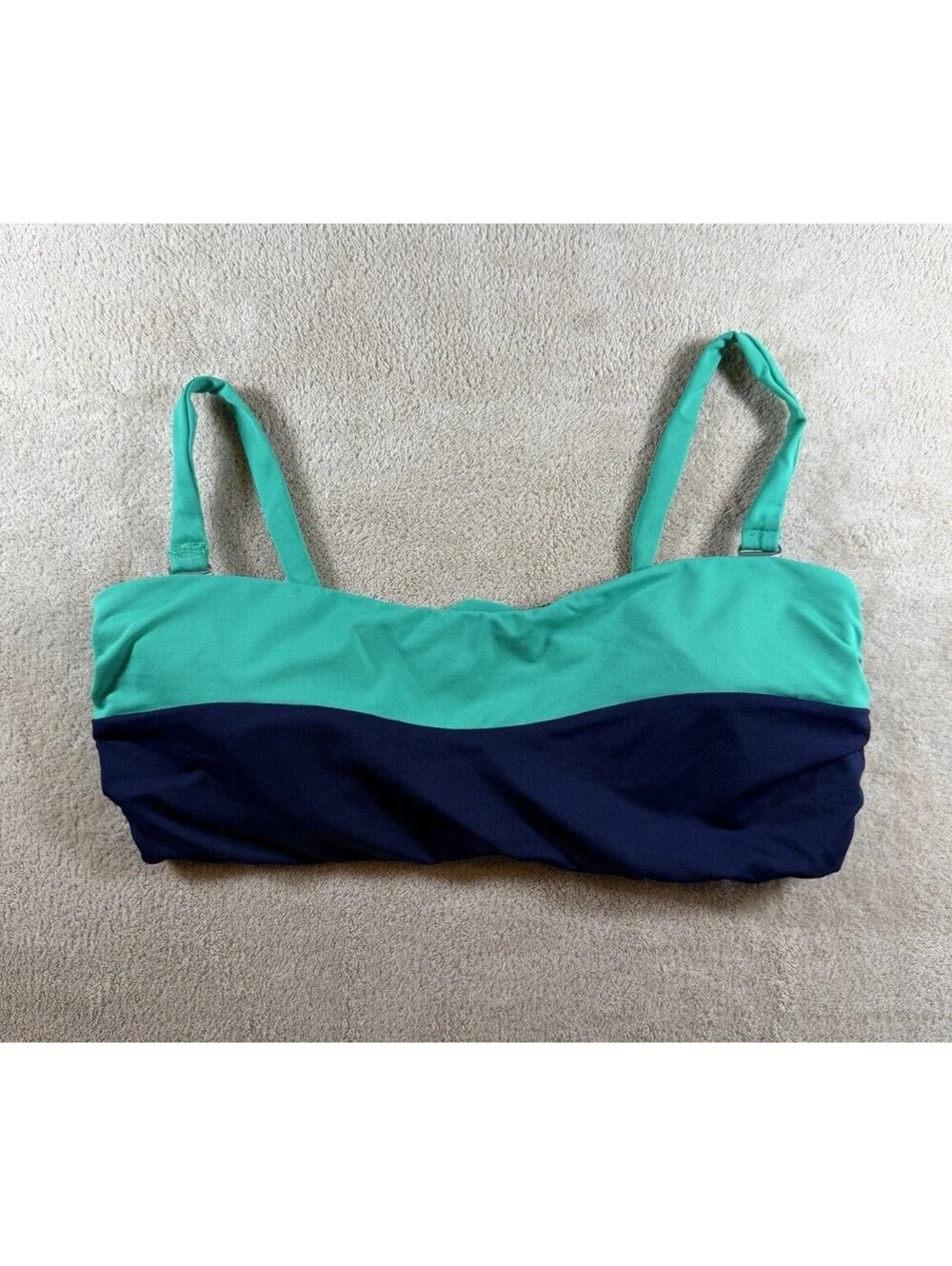 Athleta Size M Colorblock Bikini Swim Top Teal Navy Adjustable Straps